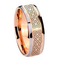 8mm Celtic Knot Dome Rose Gold Tungsten Mens Engagement Ring
