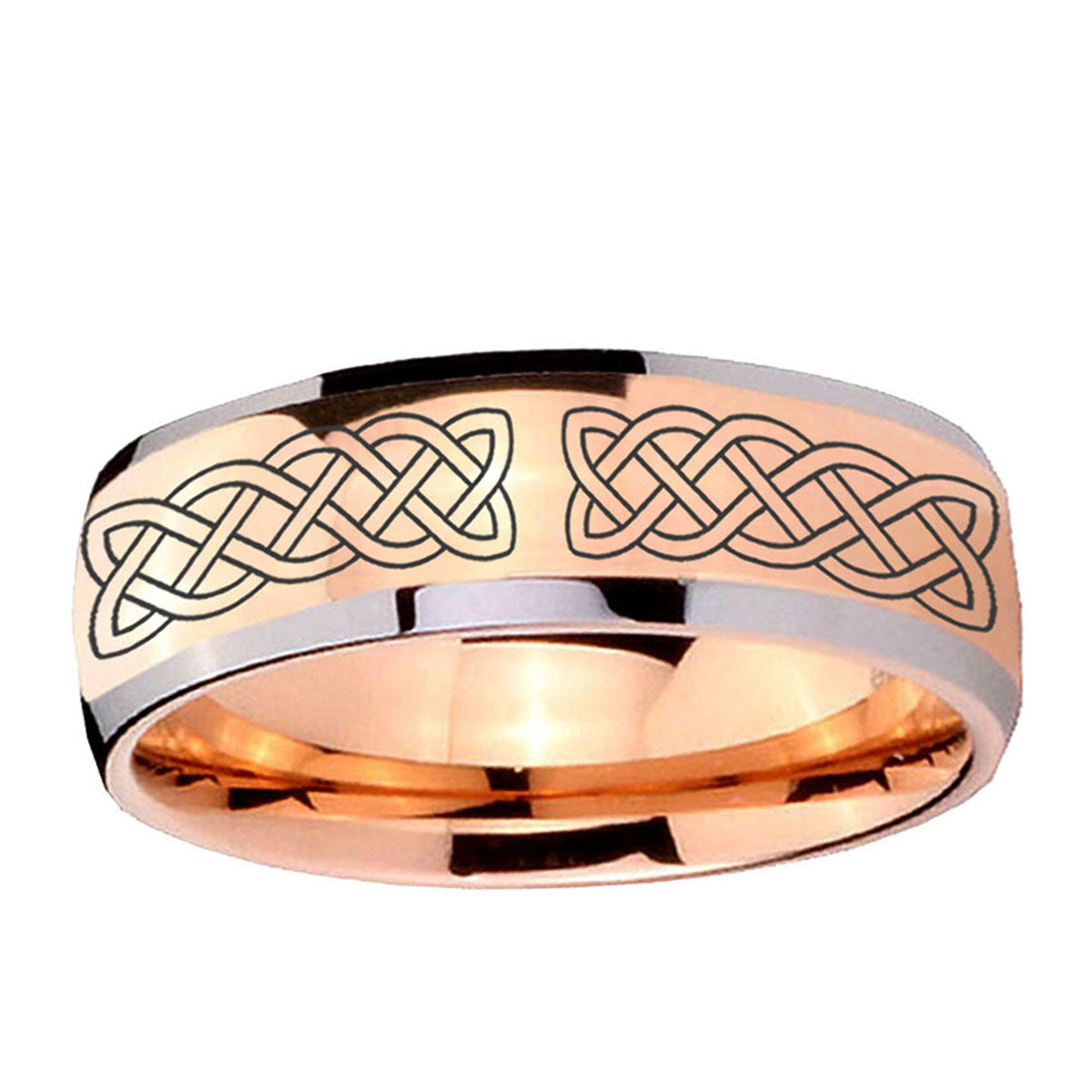 5mm Celtic Knot Dome Rose Gold Tungsten Mens Engagement Ring