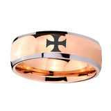 8mm-Maltese-Cross-Dome-Rose-Gold-Tungsten-Carbide-Custom-Ring-for-Men