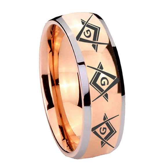 8mm-Master-Mason-Masonic--Dome-Rose-Gold-Tungsten-Wedding-Engraving-Ring
