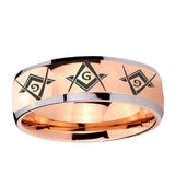 5, 8mm Master Mason Masonic Dome Rose Gold Tungsten Wedding Engraving Ring