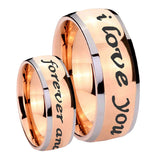8mm I Love You Forever and ever Dome Rose Gold Tungsten Carbide Engagement Ring