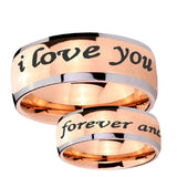 5, 8mm I Love You Forever and ever Dome Rose Gold Tungsten Ring