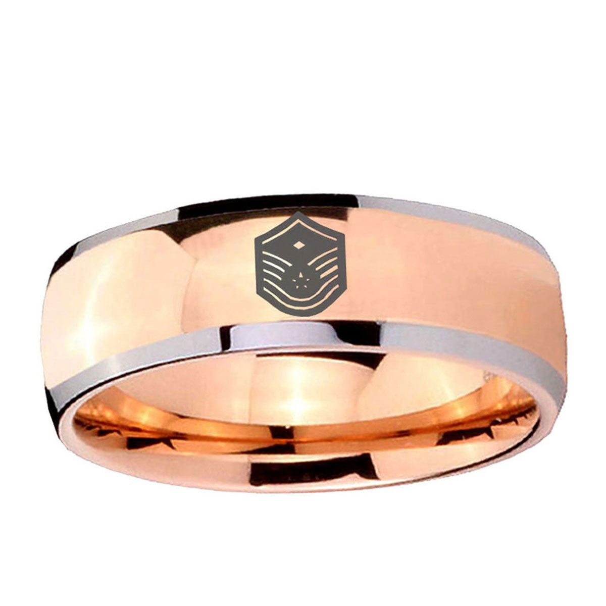 5mm Chief Master Sergeant Vector Dome Rose Gold Tungsten Ring