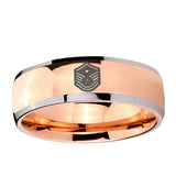 5, 8mm Chief Master Sergeant Vector Dome Rose Gold Tungsten Carbide Promise Ring