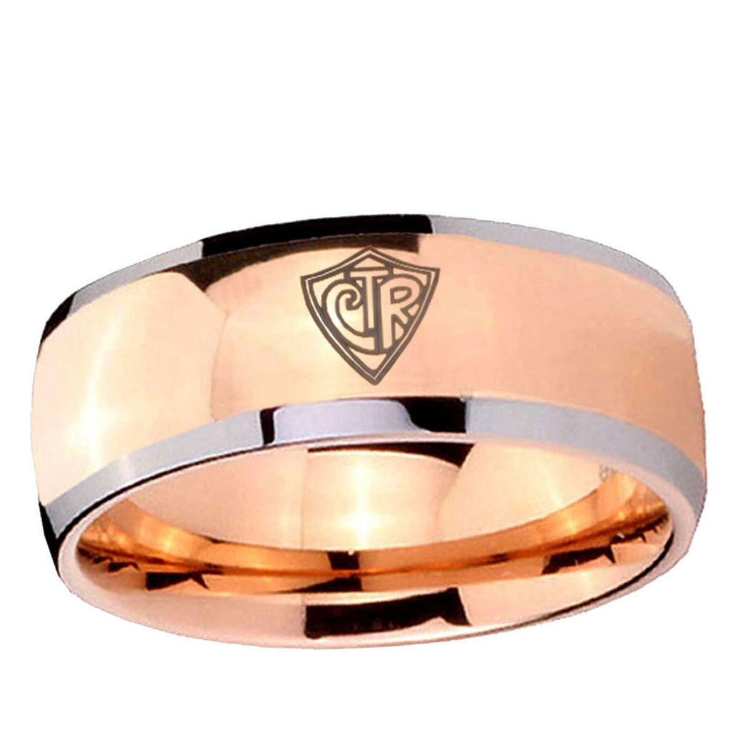 5mm CTR Dome Rose Gold Tungsten Mens Ring Personalized