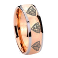 8mm Multiple CTR Dome Rose Gold Tungsten Personalized Ring