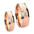 Skull Dome Rose Gold Tungsten Bridal Set Ring