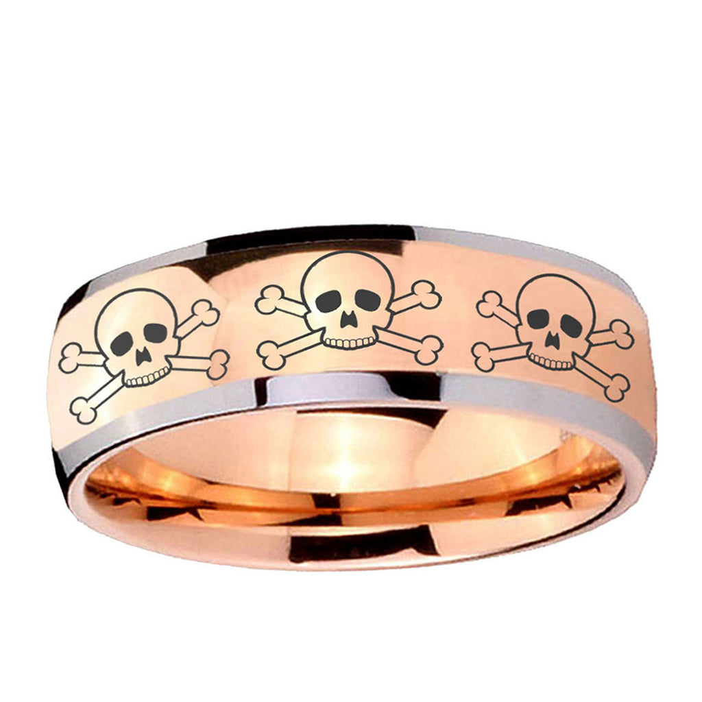 5mm Multiple Skull Dome Rose Gold Tungsten Mens Wedding Ring