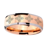 8mm-Multiple-Crosses-Dome-Rose-Gold-Tungsten-Carbide-Mens-Anniversary-Ring