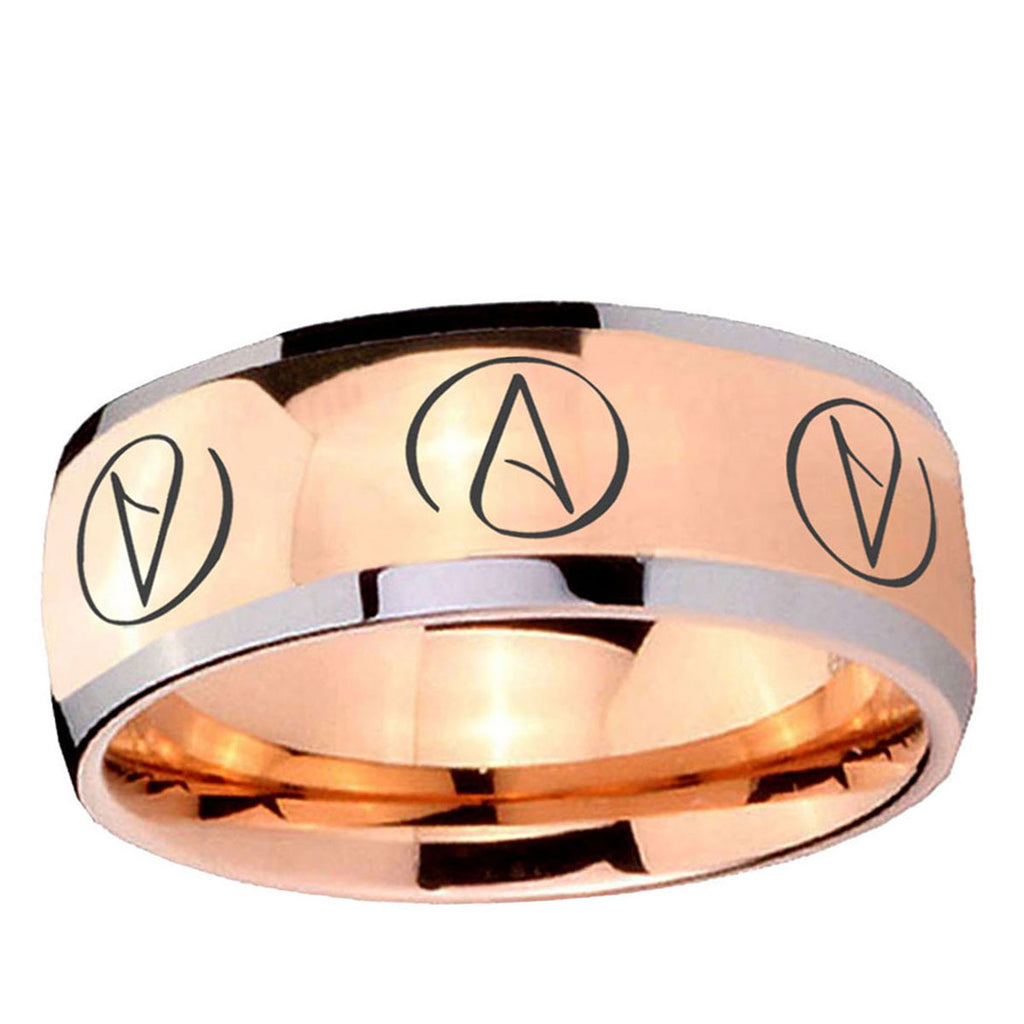 5mm Atheist Design Dome Rose Gold Tungsten Promise Ring
