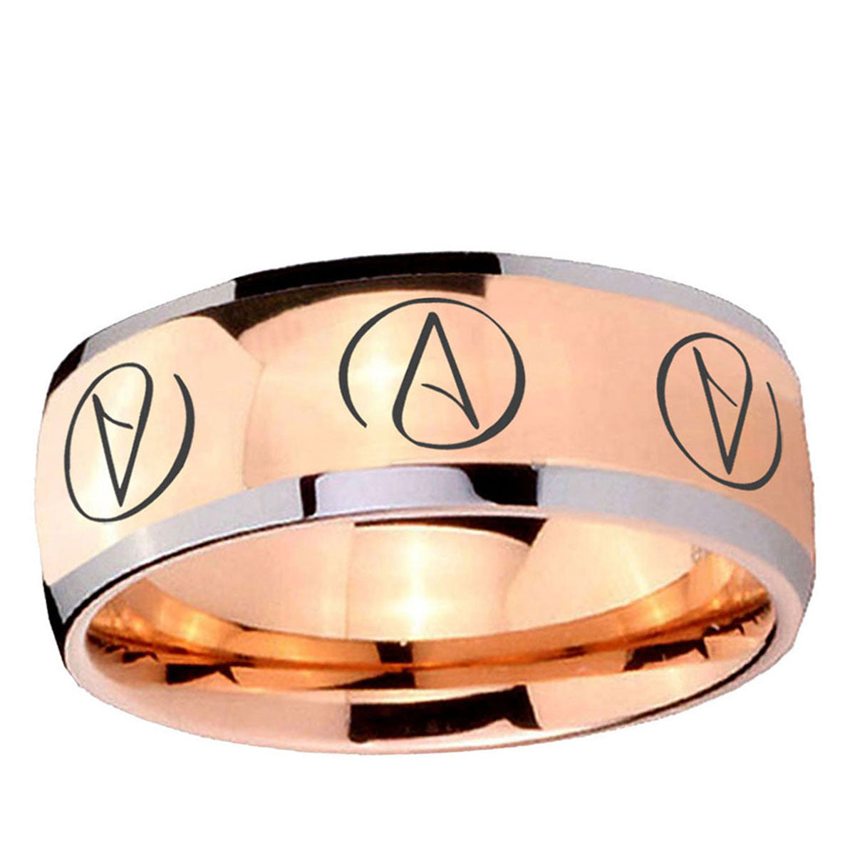 5mm Atheist Design Dome Rose Gold Tungsten Promise Ring