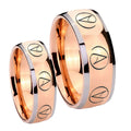 Atheist Design Dome Rose Gold Tungsten Wedding Ring Set