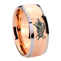 8mm Wild Boar Dome Rose Gold Tungsten Custom Mens Ring