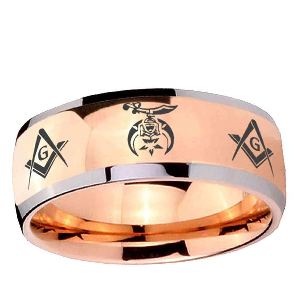 5mm Masonic Shriners Dome Rose Gold Tungsten Mens Ring