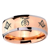 5, 8mm Masonic Shriners Dome Rose Gold Tungsten Carbide Mens Ring