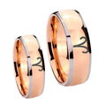 Aries Zodiac Dome Rose Gold Tungsten Bridal Ring Sets