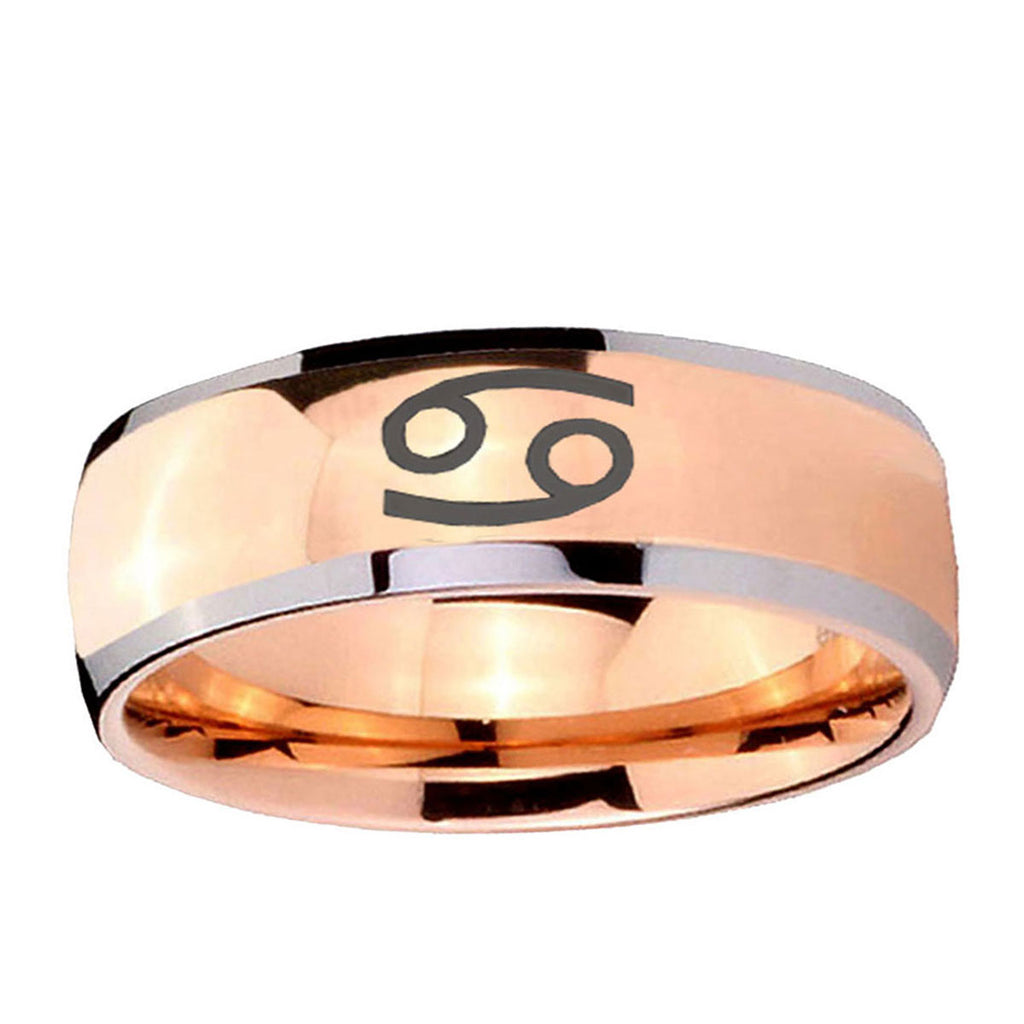 5mm Cancer Horoscope Dome Rose Gold Tungsten Wedding Band