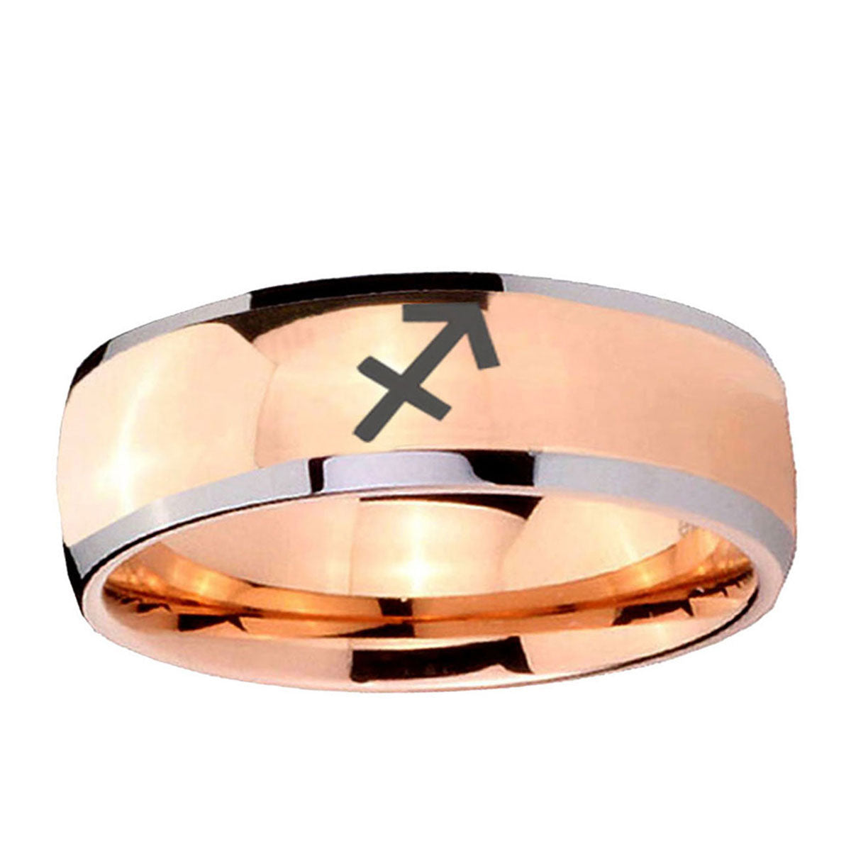5mm Sagittarius Zodiac Dome Rose Gold Tungsten Ring for Men