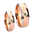 Sagittarius Zodiac Dome Rose Gold Tungsten His Hers Ring Set