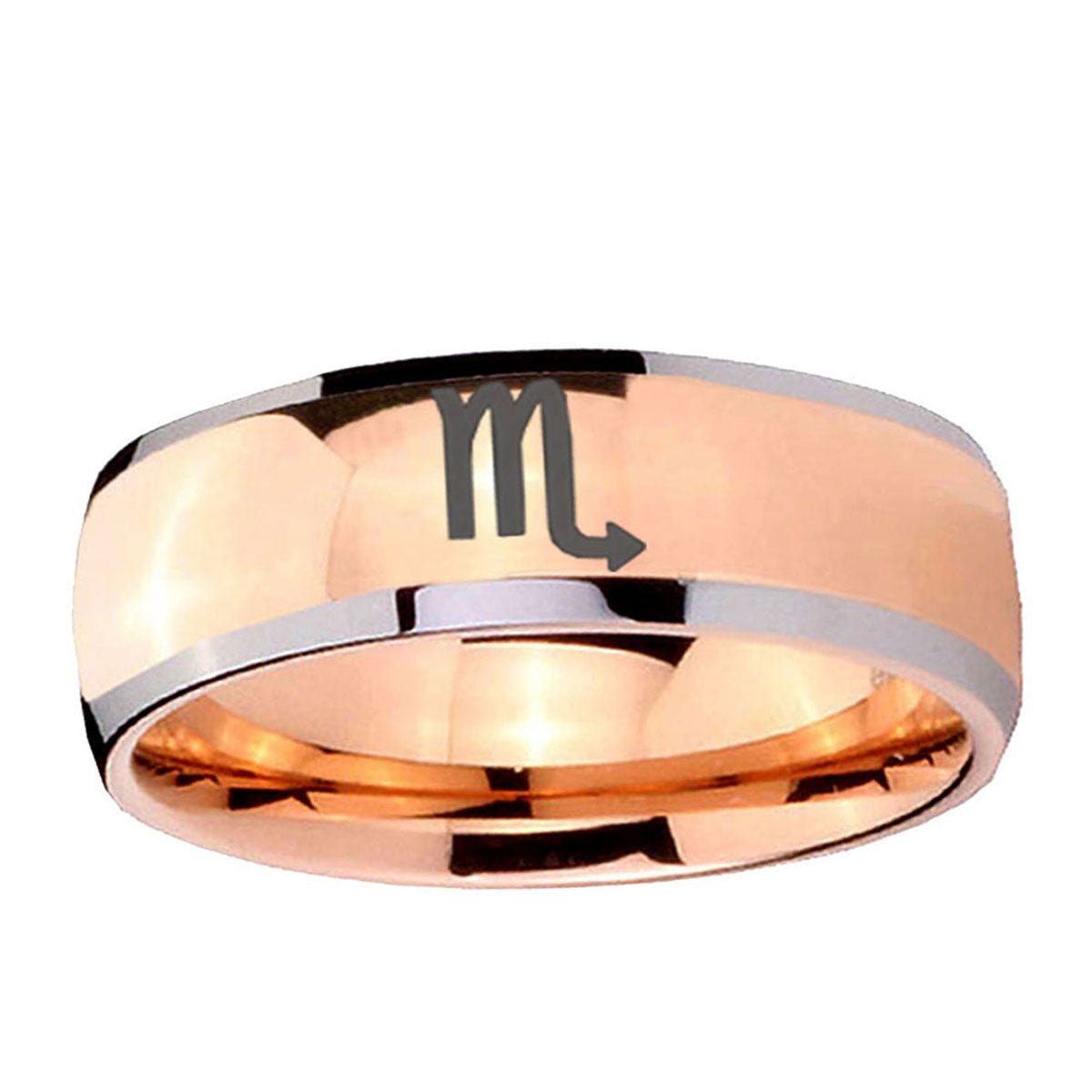 5mm Scorpio Horoscope Dome Rose Gold Tungsten Promised Ring