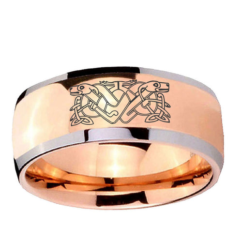 5mm Celtic Dog Dome Rose Gold Tungsten Carbide Men's Ring