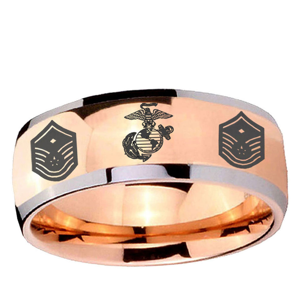 5mm Marine Chief Master Sergeant Dome Rose Gold Tungsten Ring