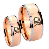 Bride and Groom CTR Dome Rose Gold Tungsten Carbide Mens Anniversary Ring Set