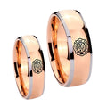 Fire Department Dome Rose Gold Tungsten His Hers Ring Set