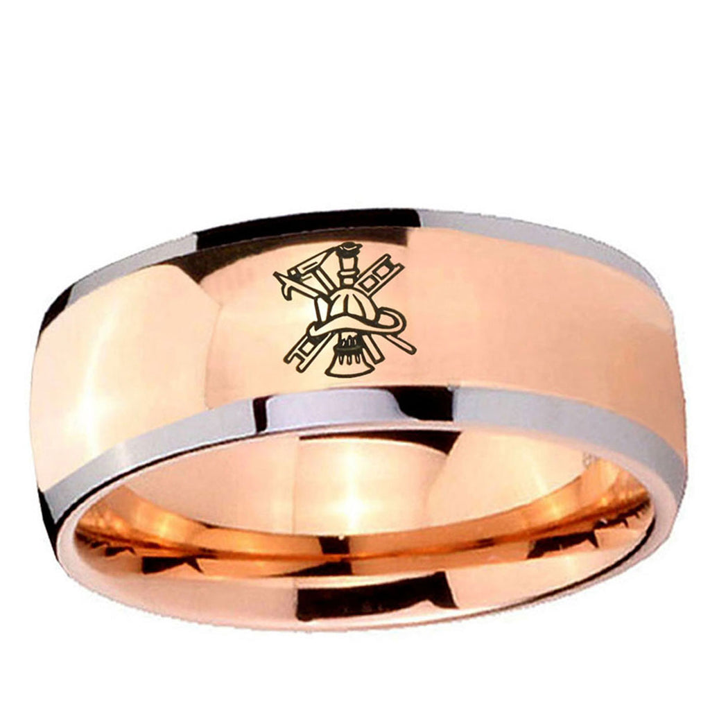 5mm Fireman Dome Rose Gold Tungsten Men's Promise Ring