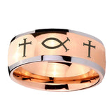 8mm-Fish-&-Cross-Dome-Rose-Gold-Tungsten-Carbide-Mens-Ring-Engraved