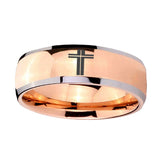 8mm-Flat-Christian-Cross-Dome-Rose-Gold-Tungsten-Carbide-Engraved-Ring