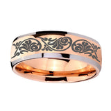 8mm-Etched-Tribal-Pattern-Dome-Rose-Gold-Tungsten-Carbide-Men's-Bands-Ring