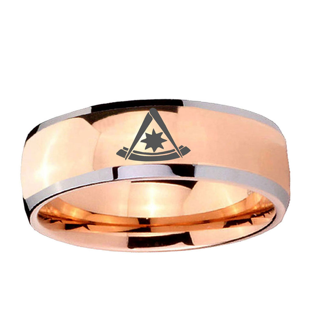 5mm Pester Master Masonic Dome Rose Gold Tungsten Ring