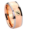 8mm Flash Dome Rose Gold Tungsten Comfort Fit Wedding Bands