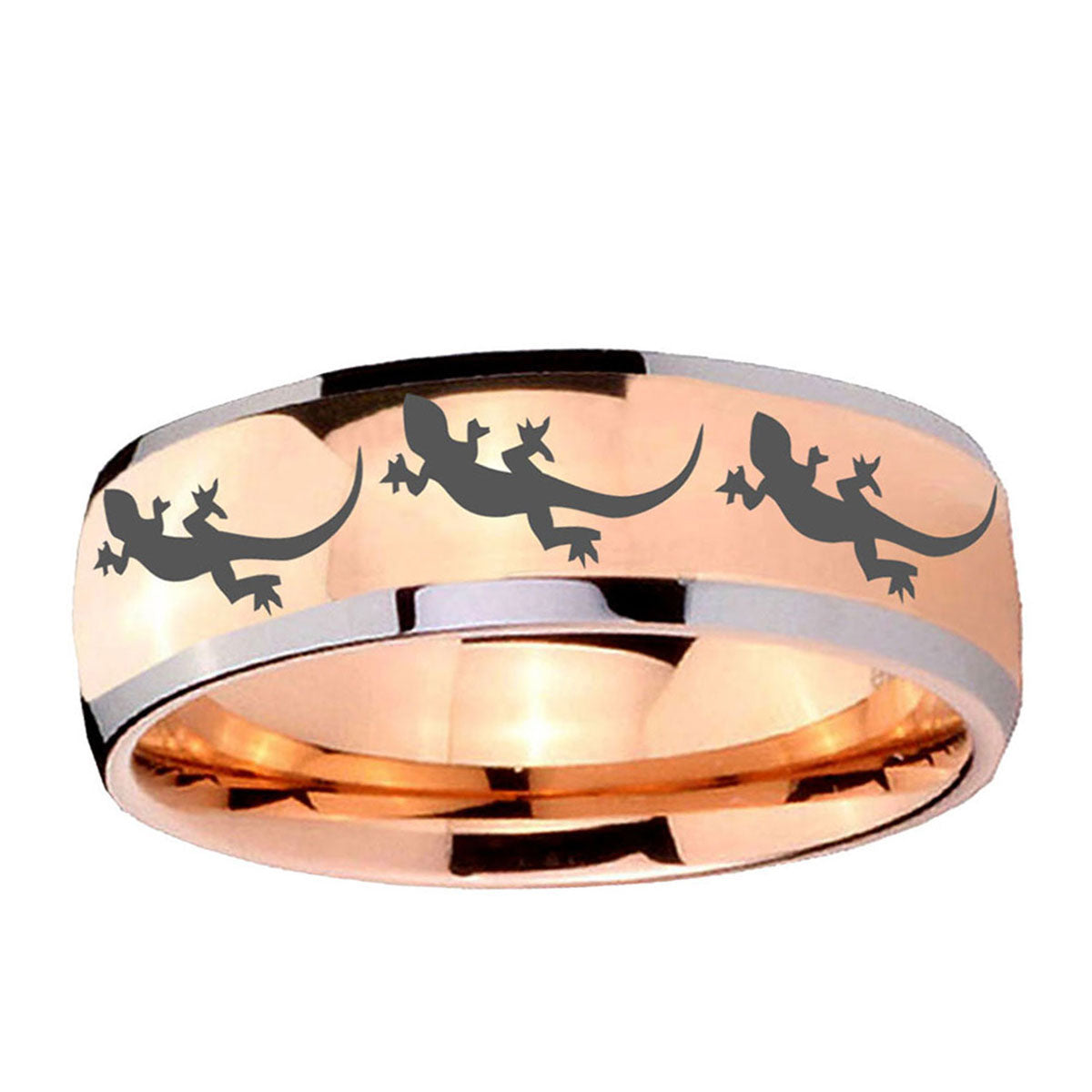 5mm Multiple Lizard Dome Rose Gold Tungsten Engagement Ring