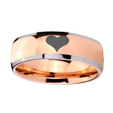 8mm-Heart-Dome-Rose-Gold-Tungsten-Carbide-Men's-Wedding-Band