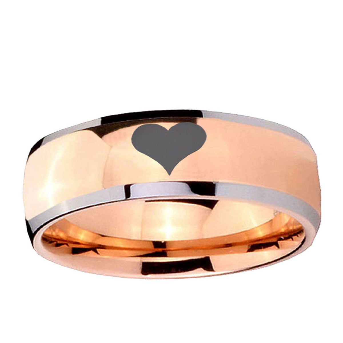 5mm Heart Dome Rose Gold Tungsten Carbide Men's Wedding Band