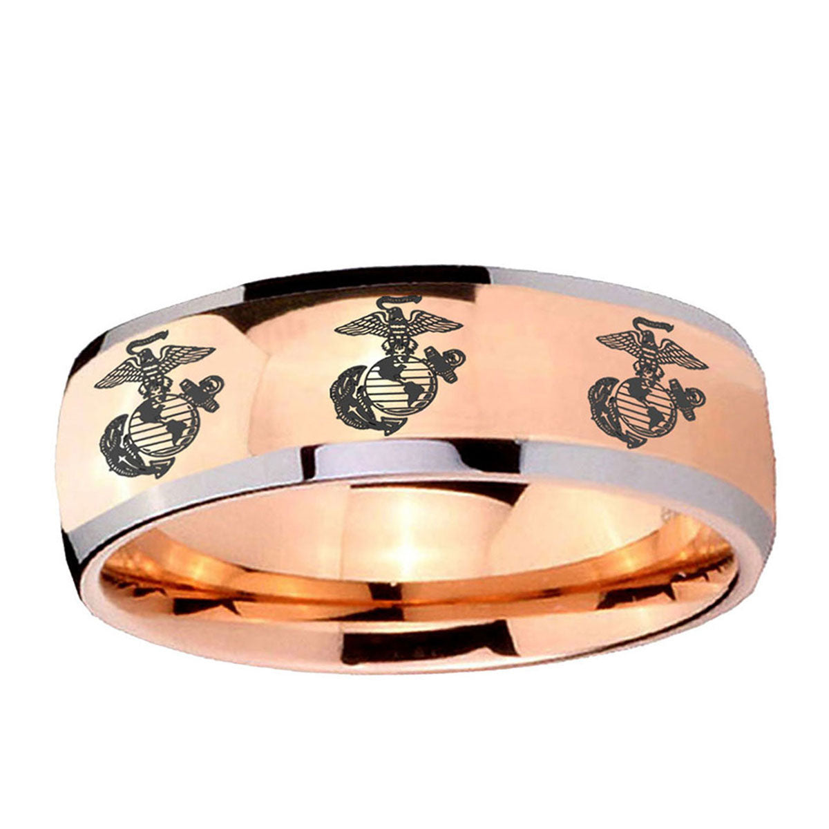 5mm Multiple Marine Dome Rose Gold Tungsten Promised Ring