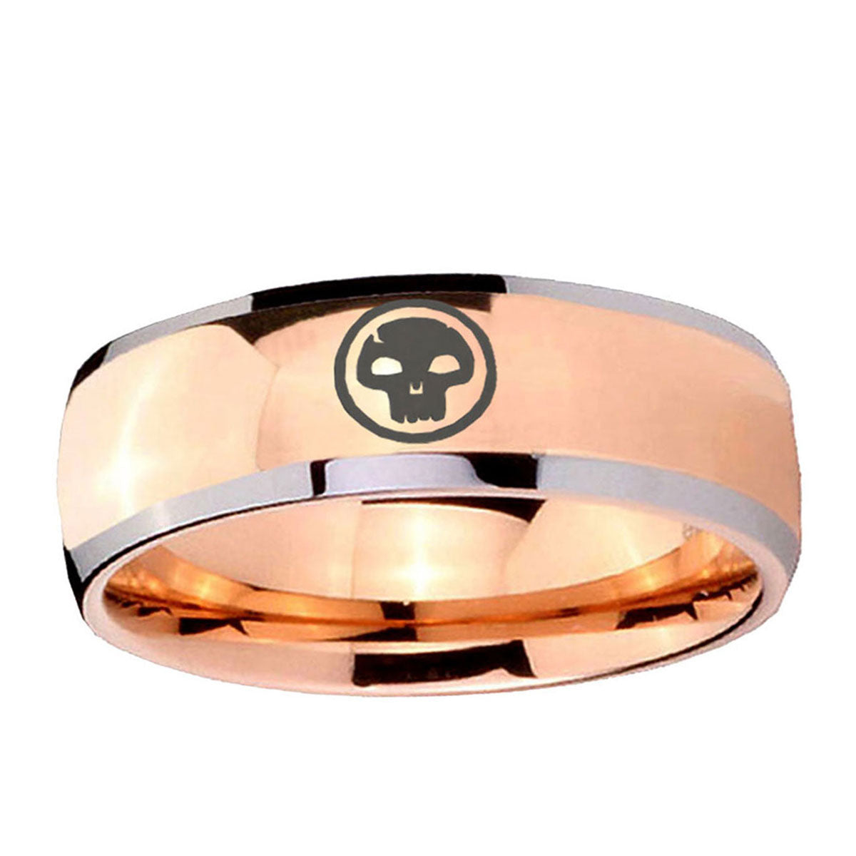 5mm Skull Dome Rose Gold Tungsten Wedding Engraving Ring