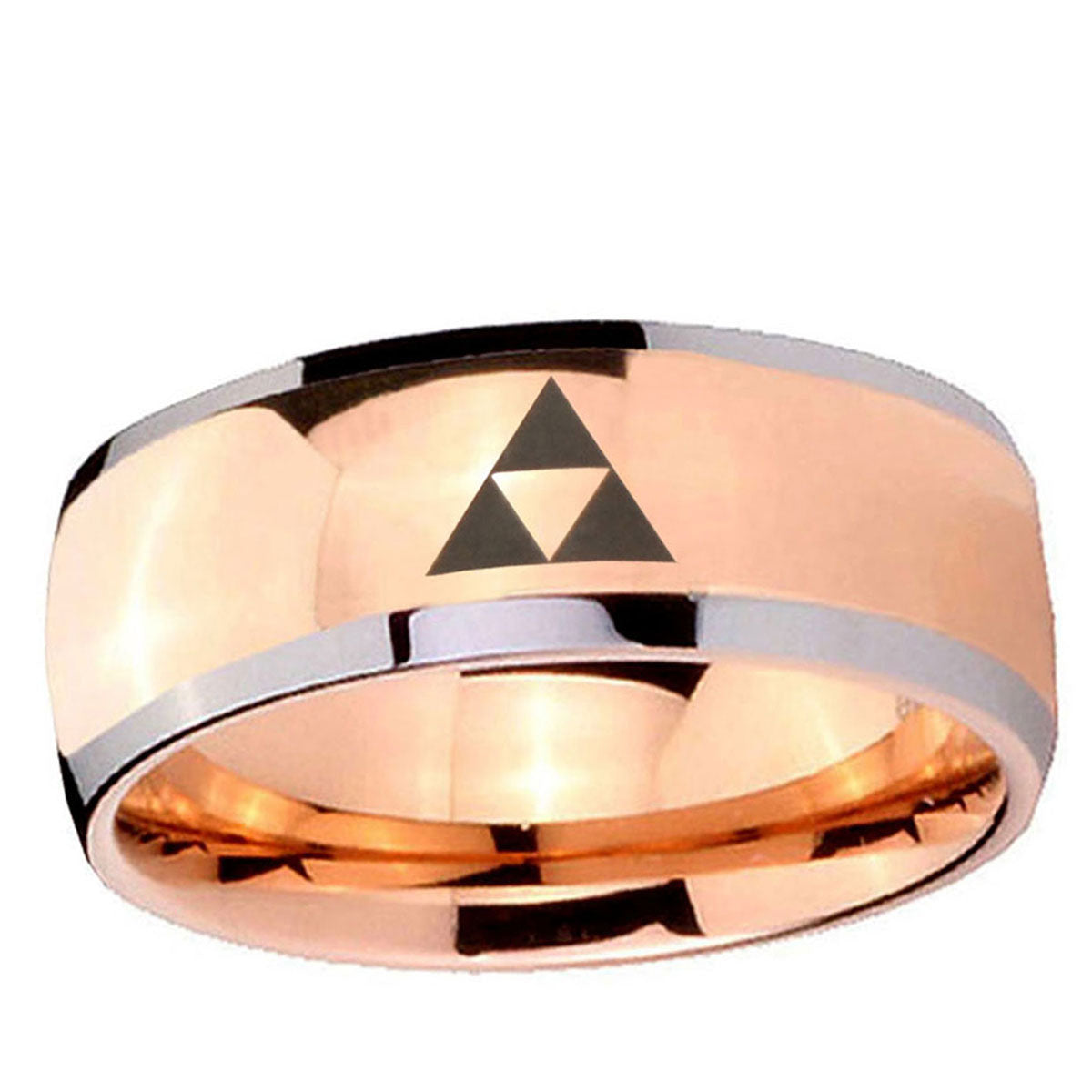 5mm Zelda Triforce Dome Rose Gold Tungsten Mens Wedding Band