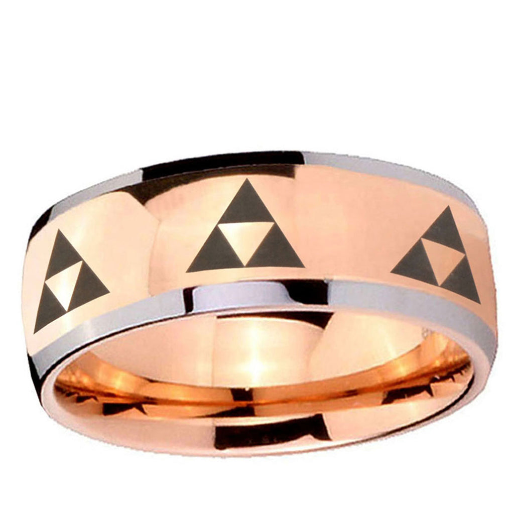 5mm Multiple Zelda Triforce Dome Rose Gold Tungsten Ring