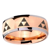 5, 8mm Multiple Zelda Triforce Dome Rose Gold Tungsten Ring