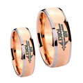 Rose Gold Dome Air Force Two Tone Tungsten Couple Rings