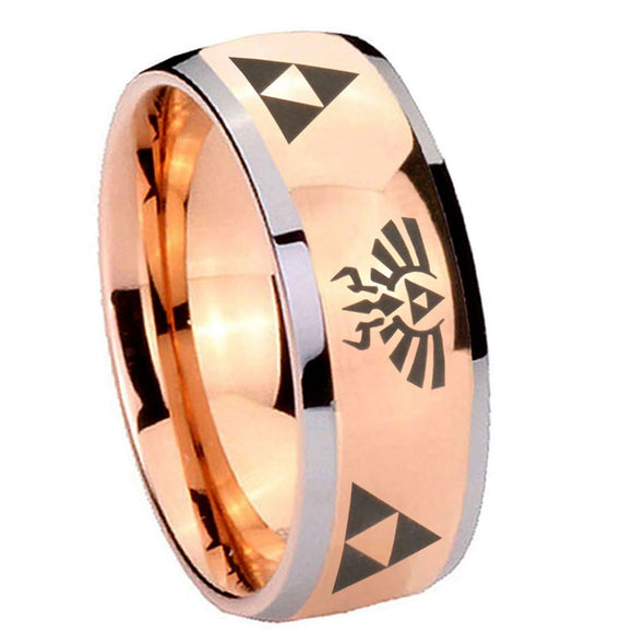 8mm-Legend-of-Zelda-Dome-Rose-Gold-Tungsten-Carbide-Men's-Engagement-Band