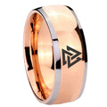 8mm Viking Symbol Dome Rose Gold Tungsten Mens Wedding Band