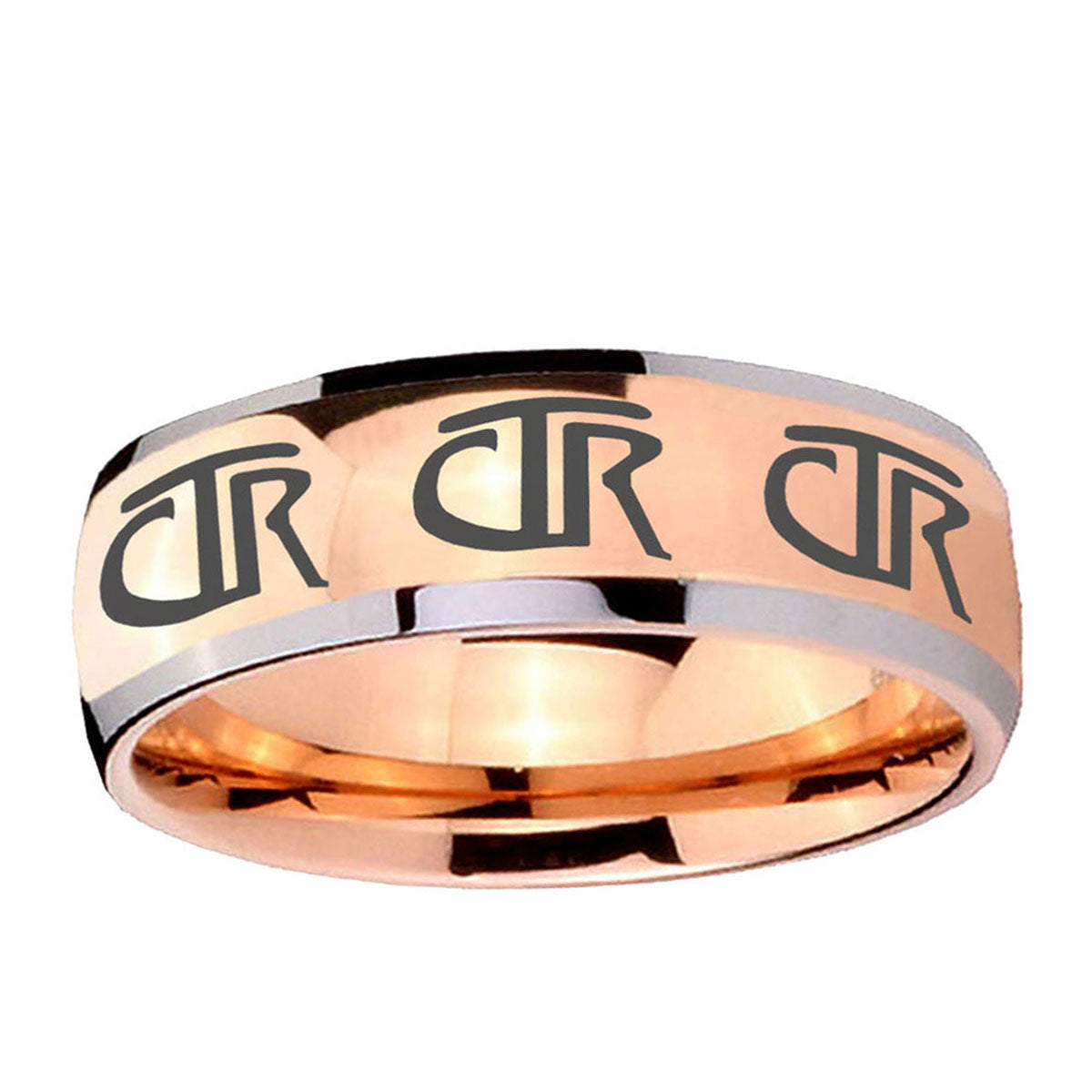 5mm Multiple CTR Dome Rose Gold Tungsten Men's Wedding Band