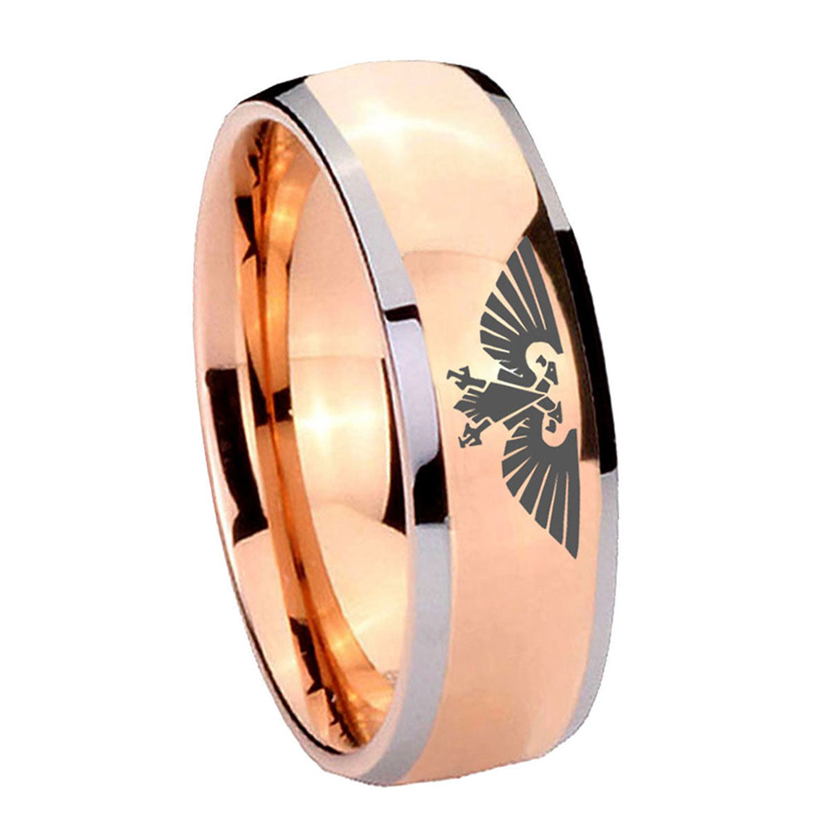 8mm Aquila Dome Rose Gold Tungsten Men's Promise Ring