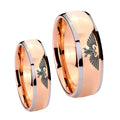 Aquila Dome Rose Gold Tungsten Bridal Set Rings