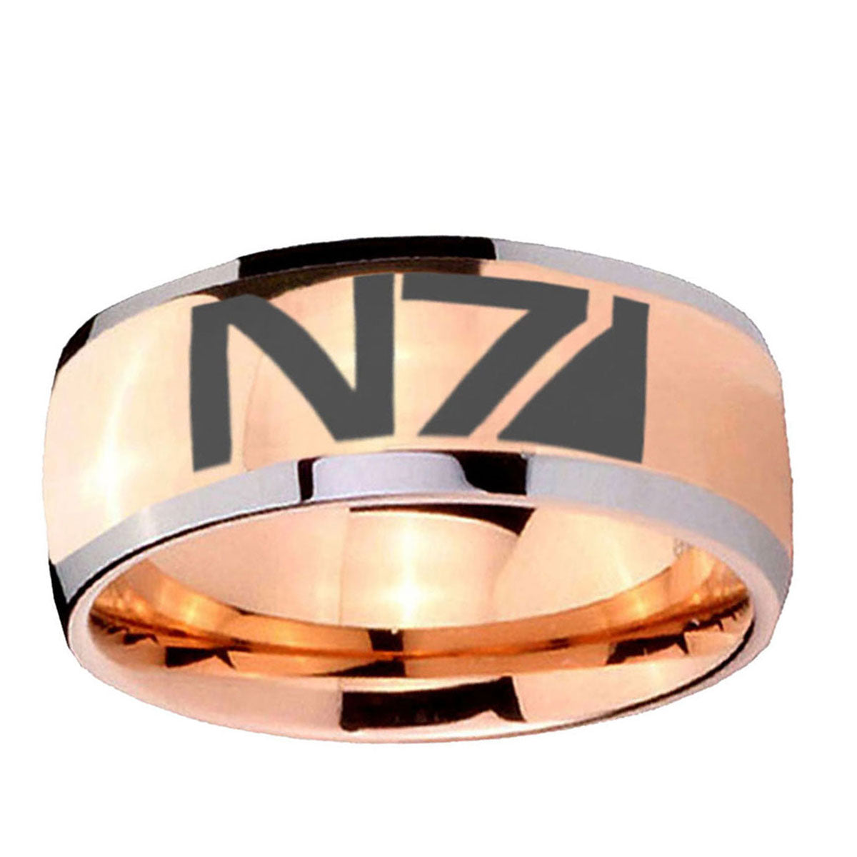 5mm N7 Design Dome Rose Gold Tungsten Custom Mens Ring